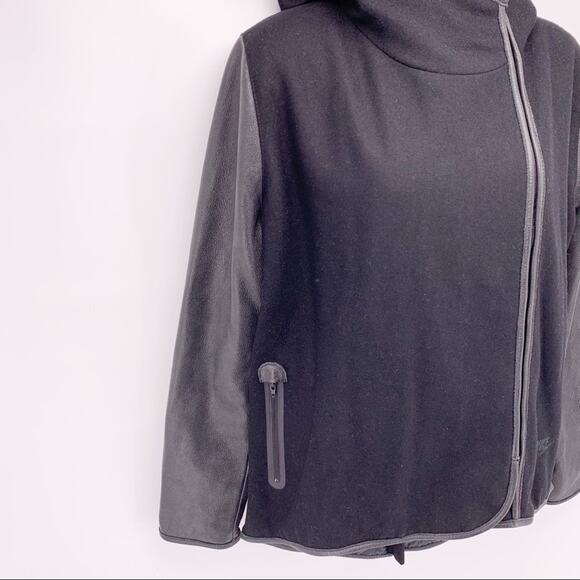 Nike Sample Black Leather High Low Zip Up Jacket - Picture 4 of 11